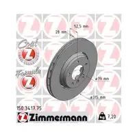 ZIMMERMANN 150.3417.75 Bremsscheiben 2 Stück für BMW