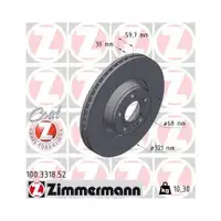 ZIMMERMANN 100.3318.52 Bremsscheiben 2 Stück für AUDI