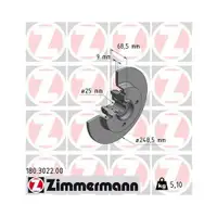 Zimmermann 180.3022.00 Bremsscheiben 2 Stück PEUGEOT