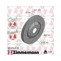 Original ZIMMERMANN 100.3347.70 Bremsscheiben 2 Stück für AUDI