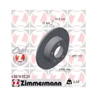 ZIMMERMANN 430.1492.20 Bremsscheiben 2 Stück RENAULT
