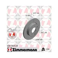 Zimmermann 400.3601.20 Bremsscheiben 2 Stück MERCEDES-BENZ