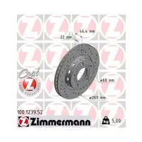 Original ZIMMERMANN 100.1239.52 Bremsscheiben 2 Stück für AUDI