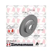 ZIMMERMANN 400.3645.20 Bremsscheiben 2 Stück hinten MERCEDES-BENZ