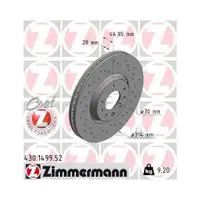 Original Zimmermann 430.1499.52 Bremsscheiben 2 Stück für SAAB