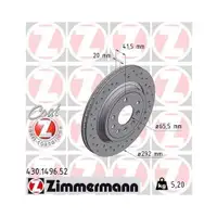 Original ZIMMERMANN 430.1496.52 Bremsscheiben 2 Stück für SAAB