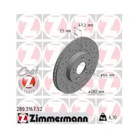 ZIMMERMANN 280.3167.52 Bremsscheiben 2 Stück für HONDA