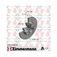 Zimmermann 430.2608.00 Bremsscheiben 2 Stück OPEL