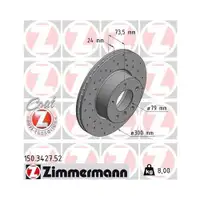 Original Zimmermann 150.3427.52 Bremsscheiben 2 Stück für BMW