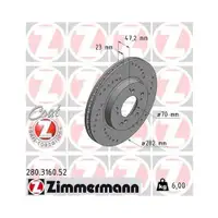 Original ZIMMERMANN 280.3160.52 Bremsscheiben 2 Stück für HONDA