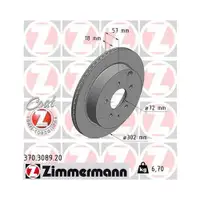 ZIMMERMANN 370.3089.20 Bremsscheiben 2 Stück für MAZDA