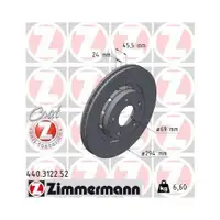 Original ZIMMERMANN 440.3122.52 Bremsscheiben 2 Stück für MITSUBISHI