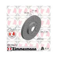 Original ZIMMERMANN 280.3166.52 Bremsscheiben 2 Stück für HONDA