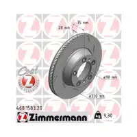 Original ZIMMERMANN 460.1583.20 Bremsscheiben 2 Stück für PORSCHE