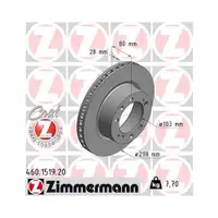 ZIMMERMANN 460.1519.20 Bremsscheiben 2 Stück für PORSCHE