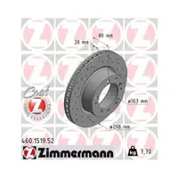 Original ZIMMERMANN 460.1519.52 Bremsscheiben 2 Stück für PORSCHE