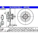 ATE 24.0109-0150.2 Bremsscheiben 2 Stück PEUGEOT