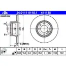 ATE 24.0111-0115.1 Bremsscheiben 2 Stück für LADA
