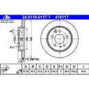 ATE 24.0116-0117.1 Bremsscheiben 2 Stück DAIHATSU