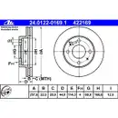 ATE 24.0122-0169.1 Bremsscheiben 2 Stück HYUNDAI