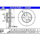 ATE 24.0122-0260.1 Bremsscheiben 2 Stück HYUNDAI