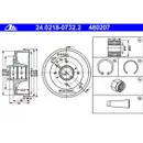 ATE 24.0218-0732.2 Bremstrommeln 2 Stück RENAULT