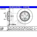 Original ATE 24.0312-0178.1 Power Disc Bremsscheiben 2 Stück hinten für AUDI