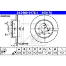 ATE 24.0109-0175.1 Bremsscheiben 2 Stück hinten für SUZUKI