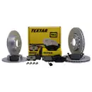 Textar Set Scheiben Ø256 vorn belüft. Ø230 hinten voll Beläge Audi VW Skoda Seat