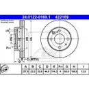 ATE 24.0122-0169.1 Bremsscheiben 2 Stück HYUNDAI