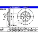 ATE 24.0128-0231.1 Bremsscheiben 2 Stück ALFA ROMEO