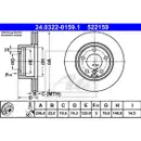 ATE 24.0322-0159.1 Power Disc Bremsscheiben 2 Stück BMW