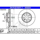 ATE 24.0122-0231.1 Bremsscheiben 2 Stück FIAT
